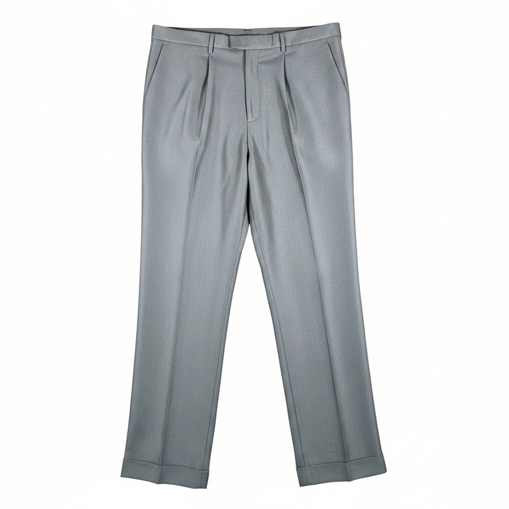 Dockers Men's Pleated Relaxed Fit Trousers Grey Tencel Blend Cuffed Pants 44x30 - Picture 1 of 10